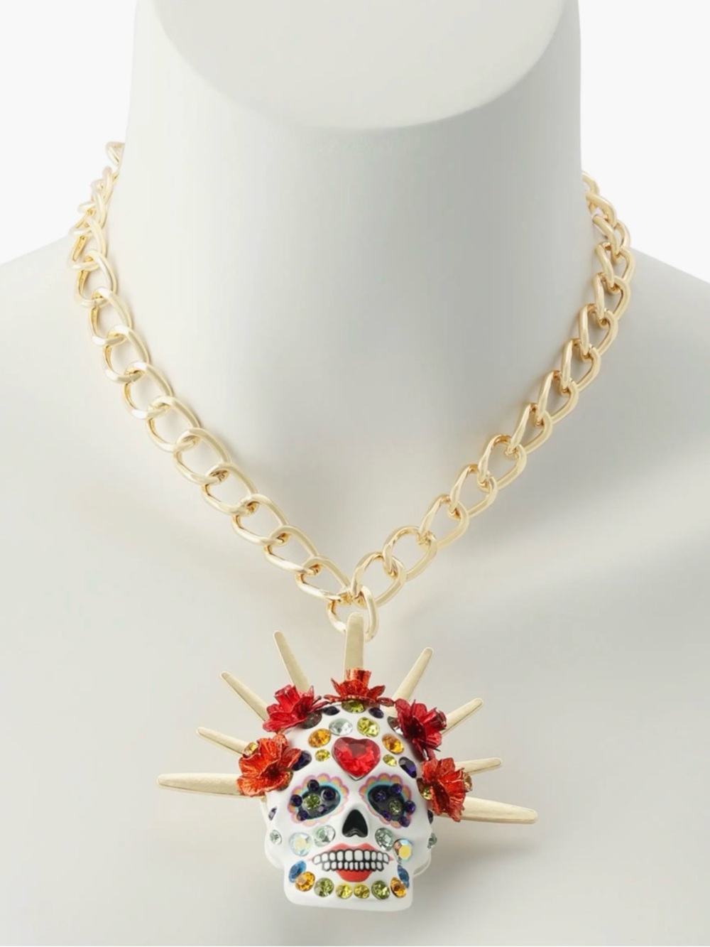 BETSEY JOHNSON SUGAR SKULL BRIDE CROWN PENDANT NECKLACE